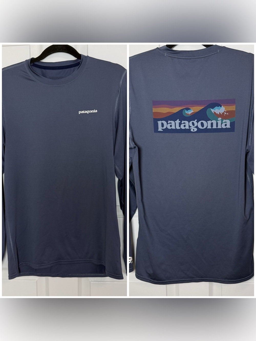 Patagonia Men's Gray/Blue Long-Sleeved RØ Sun Tee UPF 50